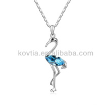 Wholesale chicken wings prices elegant bird pendant necklace blue sapphire crystal necklace